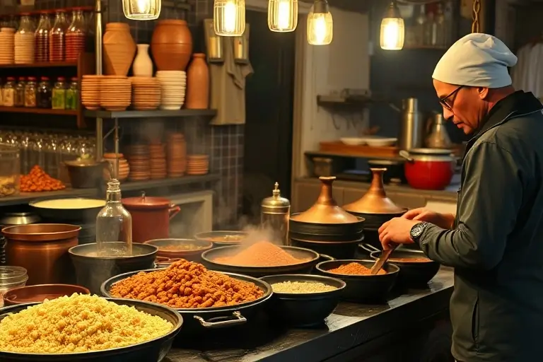 Moroccan street food preparation